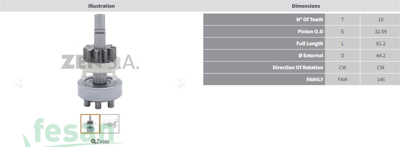 ZEN 2043 DENSO MARŞ DİŞLİSİ TOYOTA COROLLA 1.5-2.0 2019> 10DİŞ