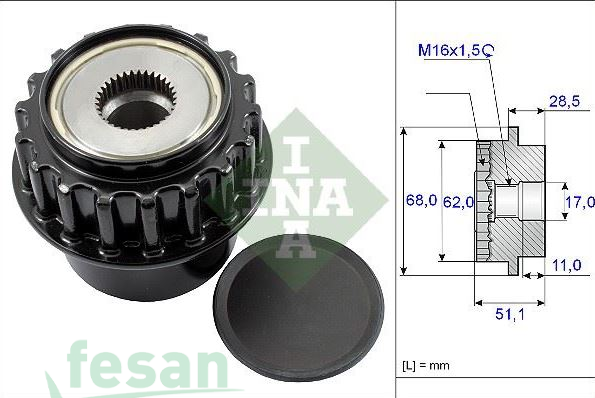 İNA 535017510 ŞARJ KASNAK RULMANLI VOLVO S60-S80 V60-V70 LANDROVER FREELANDER II 3.2