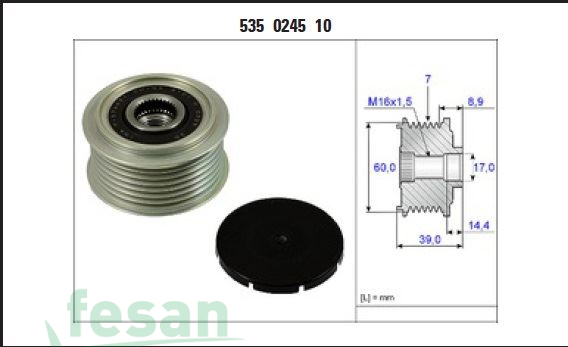 İNA 535024510 ŞARJ KASNAK RULMANLI HYUNDAI H1 2 5