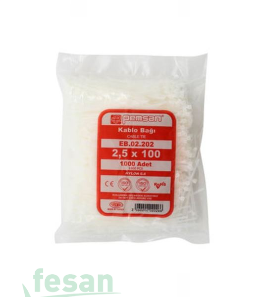 86 0100 2.5X100MM KABLO BAĞI BEYAZ CIRT KELEPÇE