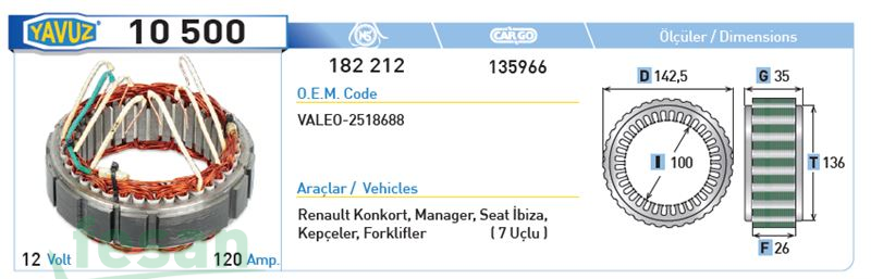 10500 VALEO 12V STATÖR MANAGER CONCORD