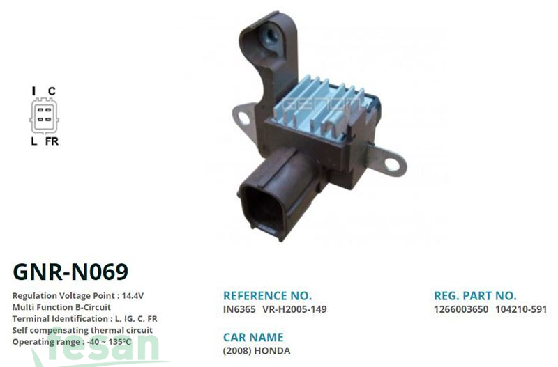 GENON GNR N069 DENSO 12V KONJEKTÖR HONDA 2008> L-IG-C-FR
