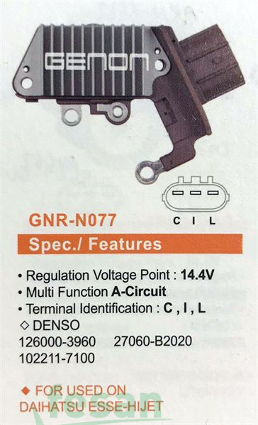 GENON GNR N077 DENSO 12V KONJEKTÖR TOYOTA C-I-L