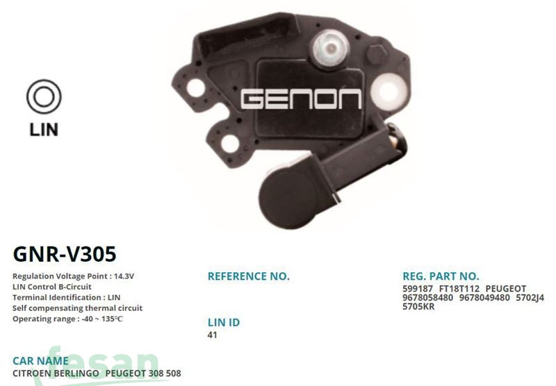 GENON GNR V305 VALEO 12V KONJEKTÖR CİTROEN BERLİNGO C4 C5 JUMPY DS4 1.6HDİ PEUGEOT 207 3008 5008 EXPERT PARTNER