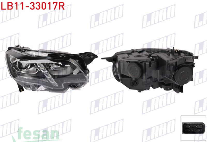 LB11-33017R FAR PEUGEOT RİFTER 2018> SAĞ LEDLİ