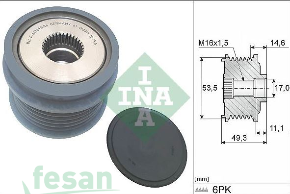 535036410 ŞARJ KASNAK RULMANLI VW GOLF 2013-2020 PASSAT 2015> POLO 2018> AUDİ A3 2017-2020
