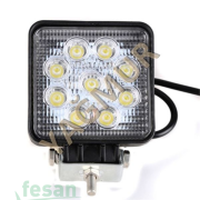 L1126 10V-80V ÇALIŞMA LAMBASI 9LEDLİ KARE KIRMIZI BEYAZ 27W 3 KABLOLU