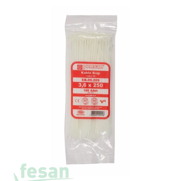 EB 09 209 3.6X250MM KABLO BAĞI BEYAZ  CIRT KELEPÇE