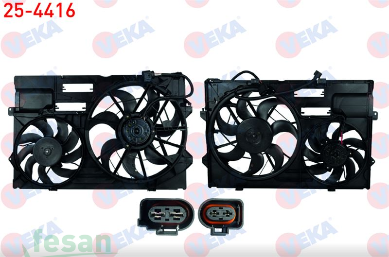 25-4416 12V FAN MOTORU VW TRANSPORTER V 1.9TDİ 2003-2011 DAVLUMBAZLI ÇİFTLİ SU KLİMA