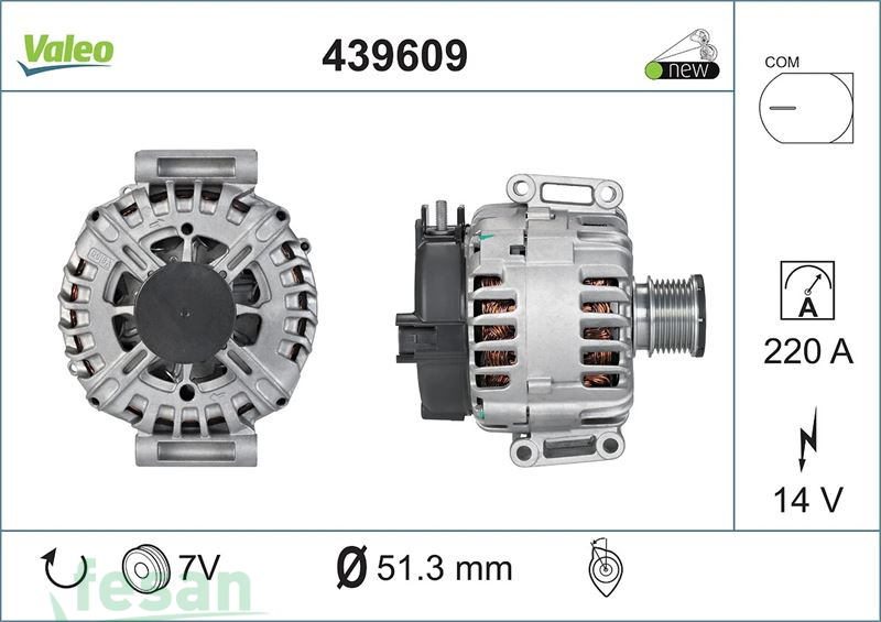 VALEO 439609 12V ŞARJ DİNAMOSU MERCEDES SPRİNTER 220 AMPER LİN UCLU