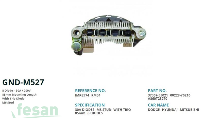 GENON GND M527 MİTSUBİSHİ DİOT TABLASI HYUNDAİ SONATO DODGE 8DİOT