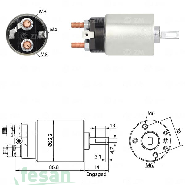 ZM 689 HİTACHİ 12V MARŞ OTOMATİĞİ JOHN DEERE TRAKTÖR YANMAR VARİOUS MODELS