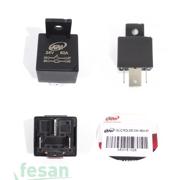 15 1026 24V RÖLE MİNİ 4 FİŞLİ 80AHM 8NOLU FİŞ KALIN BACAK