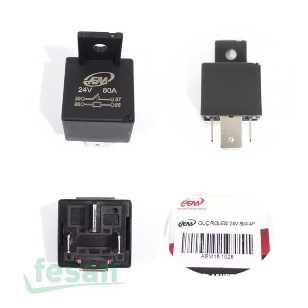 15 1026 24V RÖLE MİNİ 4 FİŞLİ 80AHM 8NOLU FİŞ KALIN BACAK