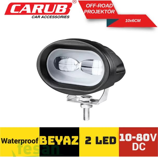 3010614 10-80V OFF ROAD PROJEKTÖR BEYAZ 2LED 10×6CM