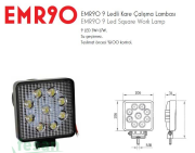 EMR 90 3-27W ÇALIŞMA LAMBASI 9LED KARE POWER LED