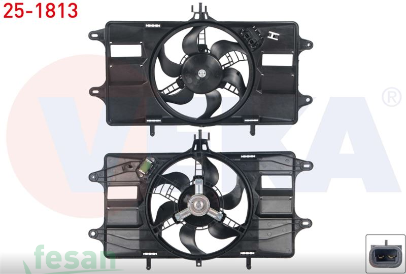 25-1813 12V FAN MOTORU FİAT DOBLO 1 2 8V A/C 2001-2010 REZİSTANSLI
