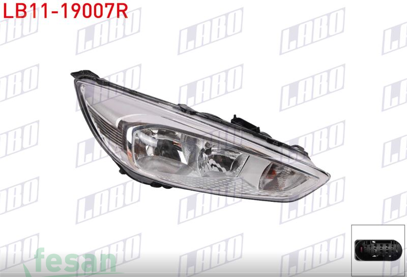 LB11-19007R FAR FORD FOCUS 2015> SAĞ MOTORLU KROM ÇERÇEVELİ