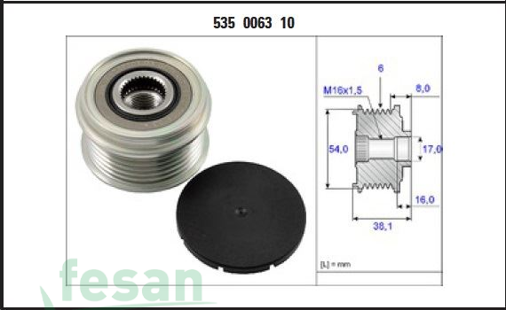 İNA 535006310 ŞARJ KASNAK RULMANLI 6K FİAT ALBEA DOBLO LİNEA