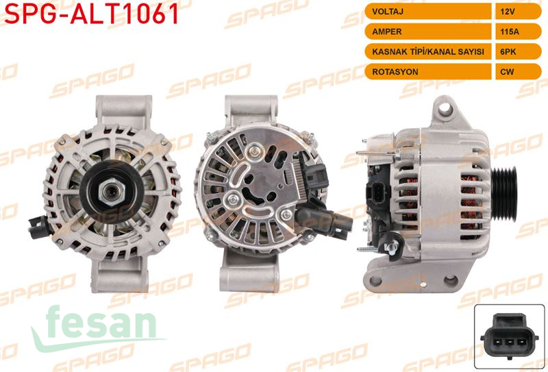 ALT1061 12V ŞARJ DİNAMOSU FORD MONDEO III 2000 TCDİ 90AHM