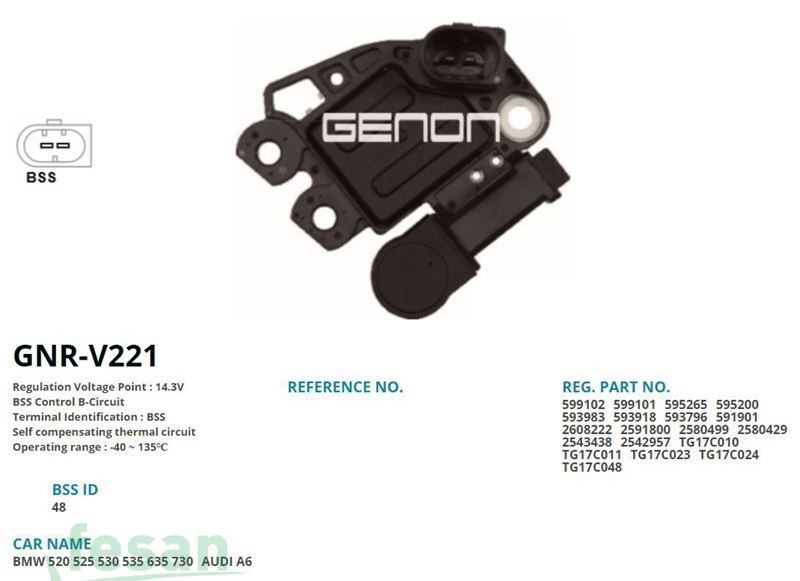 GENON V221 VALEO 12V KONJEKTÖR BMW 520D 525D 530D 635D 730D
