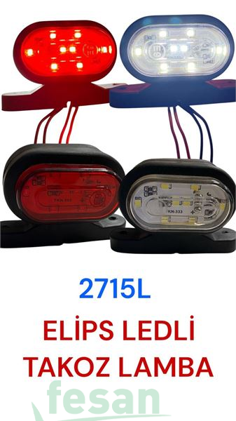 2715LKB TAKOZ LAMBA ELİPS 12LEDLİ KIRMIZI BEYAZ