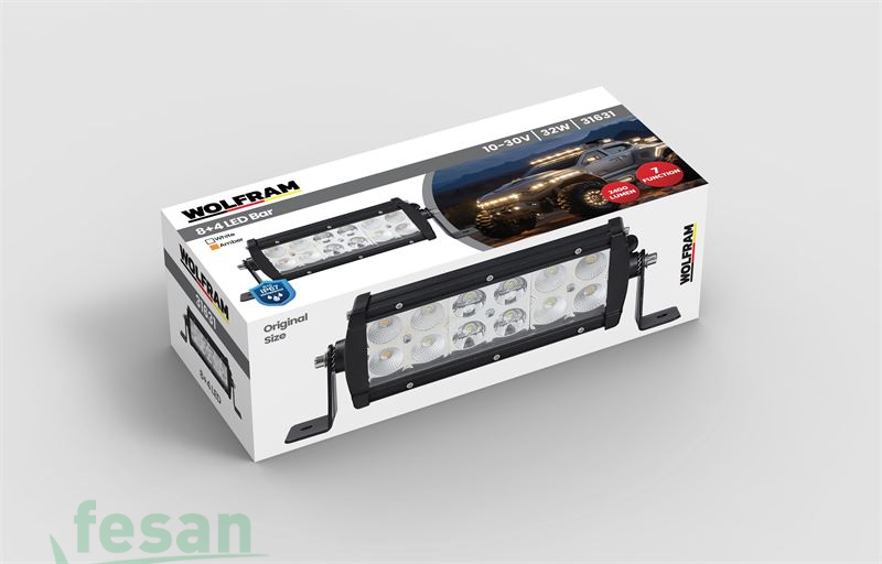 WOLFRAM 31631 12-24V OFF ROAD 32W LED BAR BEYAZ VE SARI 19CM 7 FONKSİYONLU 8 4 LED