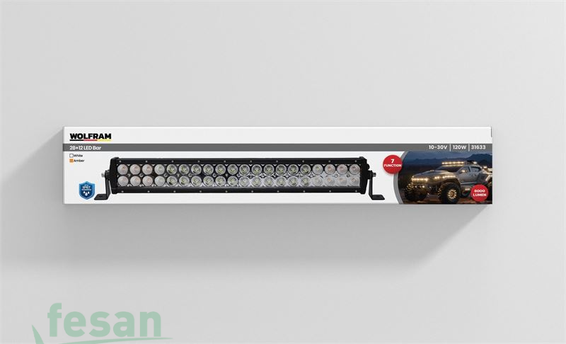 WOLFRAM 31633 12-24V OFF ROAD 120W LED BAR BEYAZ VE SARI 58CM 7 FONKSİYONLU 28 12 LED