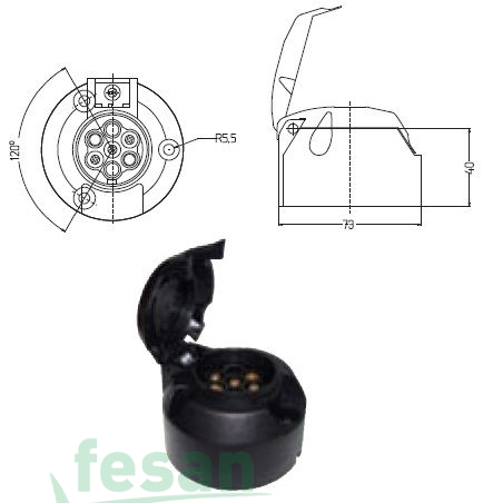 AKSA 14-004 RÖMORK FİŞİ 5 Lİ PLASTİK DİŞİ ENG 060216