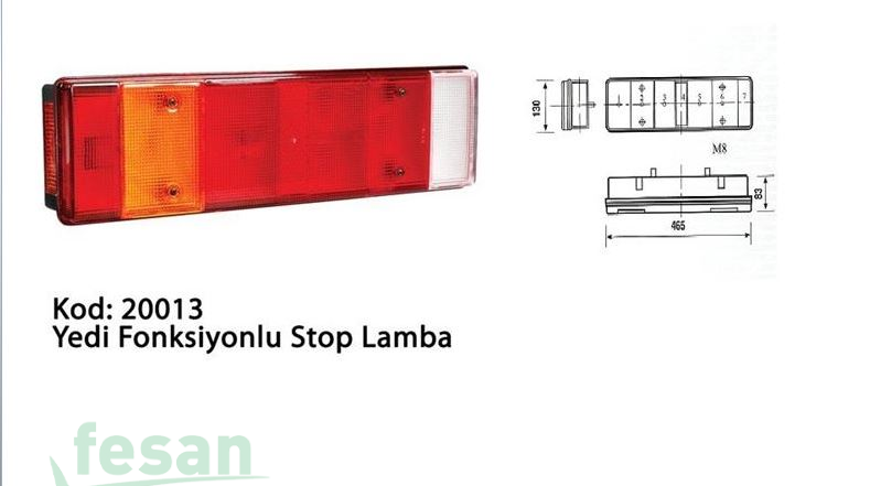 20013 STOP LAMBASI 7 FONKSİYON KABLOLU
