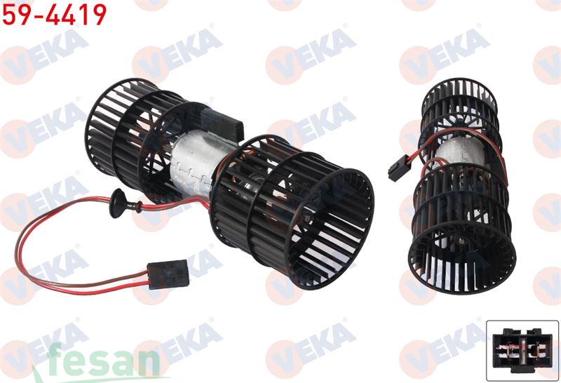 59-4419 12V KALORİFER MOTORU SKODA FELİCİA 1994-2002 VW CADDY II 1995-2004 ÇİFT MİLLİ BLOWER AYAKLI