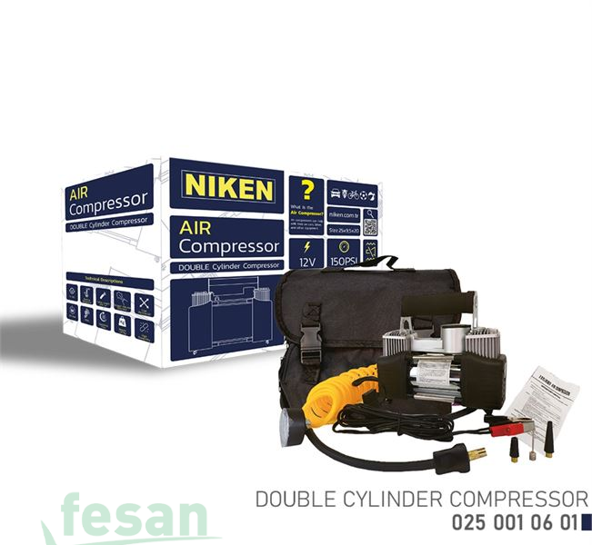 025001060 12V HAVA KOMPRESÖRÜ JUMBO ÇİFT PİSTON SİYAH NIKEN 0250010601 2491307
