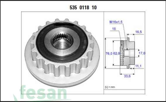İNA 535011810 ŞARJ KASNAK RULMANLI VW TRANSPORTER TIRTILLI TOUAREG