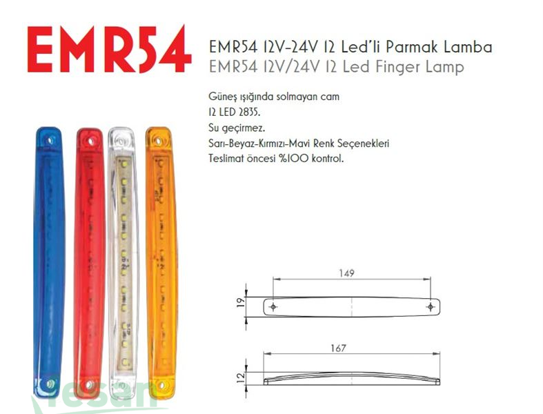 EMR 54K PARMAK LAMBA 12LEDLİ KIRMIZI