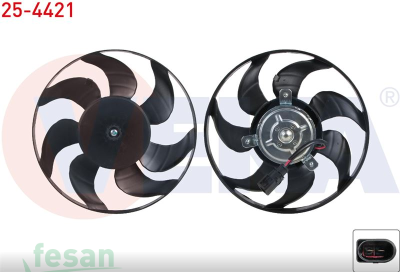 25-4421 12V FAN MOTORU VW CADDY III 2004 VW GOLF V JETTA PASSAT TOURAN AUDİ A3 TT 290MM KÜÇÜK MOTOR