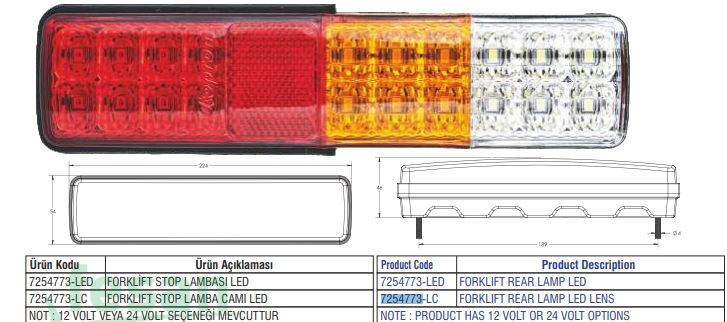 7254773-LC LED STOP CAMI FORKLİFT