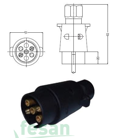 AKSA 14-005 RÖMORK FİŞİ 5 Lİ PLASTİK ERKEK