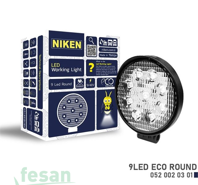 NİKEN 9 LED ÇALIŞMA LAMBASI ECO SERİSİ YUVARLAK