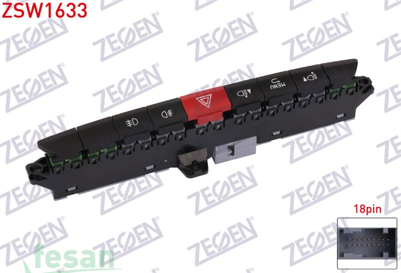 ZSW1633 ANAHTAR 4LÜ FLAŞÖR GRUBU KOMPLE FİAT DOBLO 2015-2022 ÖN VE ARKA SİSLİ ARKA REZİSTANSSIZ 18F