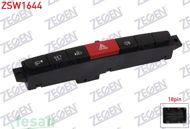 ZSW1644 ANAHTAR 4LÜ FLAŞÖR GRUBU KOMPLE FİAT DOBLO 2009-2015 ARKA SİSLİ 18F