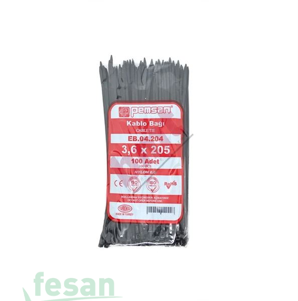 86 0111 3 6×205MM KABLO BAĞI SİYAH CIRT KELEPÇE