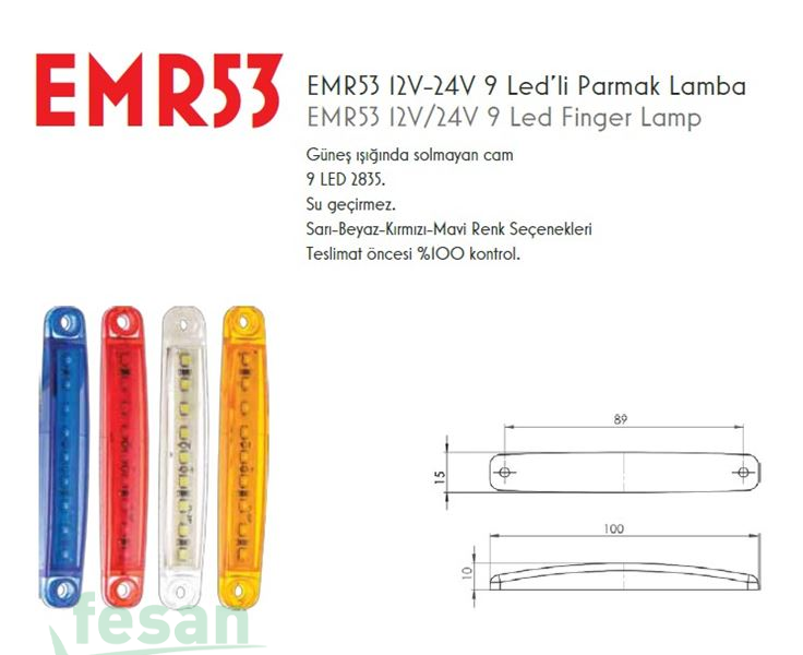 EMR 53K PARMAK LAMBA 9LEDLİ KIRMIZI