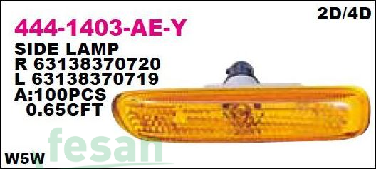 444-1403L-AE-Y ÇAMURLUK SİNYAL LAMBASI BMW 3SERİ L E46 1998 SARI DUYLU AMPÜLLÜ