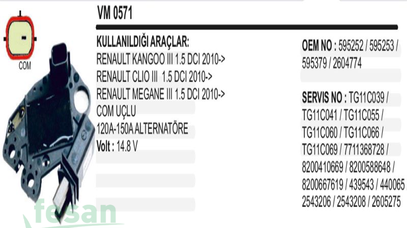 TRANSPO M 571 VALEO 12V KONJEKTÖR RENAULT MEGANE 2 TEK FİŞLİ