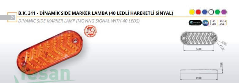 BK 311 SİDE MARKER DİNAMİK OK İŞARETLİ 40 LEDLİ HAREKETLİ SİNYAL
