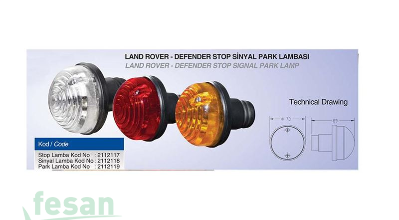 2112119-B ÖN PARK LAMBASI BEYAZ LASTİKLİ LANDROVER EM YUVARLAK