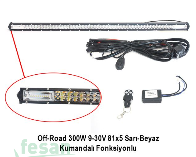 4203282 9-30V TEPE LAMBASI DÜZ ÇAKAR SARI BEYAZ UZAKTAN KUMANDALI 300W 81×5CM