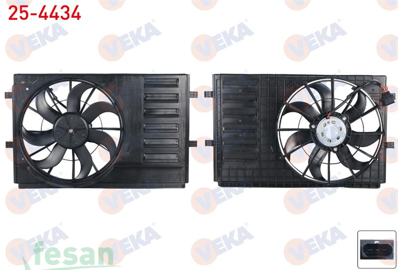 25-4434 12V FAN MOTORU VW POLO 1.4 2009> TEKLİ DAVLUMBAZLI SU KLİMA