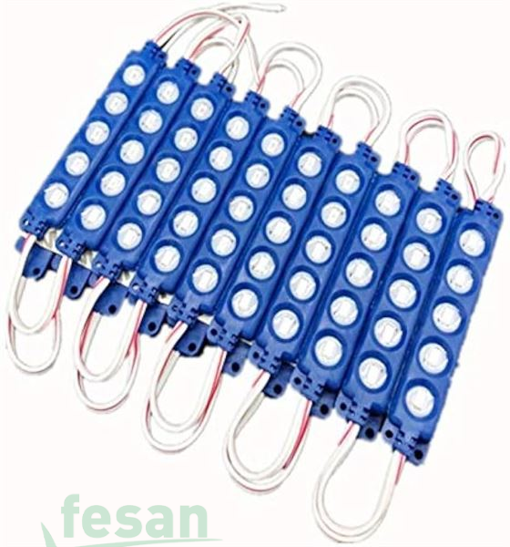 L1077 12V PARMAK LED YM KABLOLU MAVİ KÖŞELİ LED ÜÇ LEDLİ MODÜL