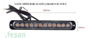 L1132 9-36V ÇAKAR MİNİ BAR 12LED SARI DÜZ VE ÇAKAR